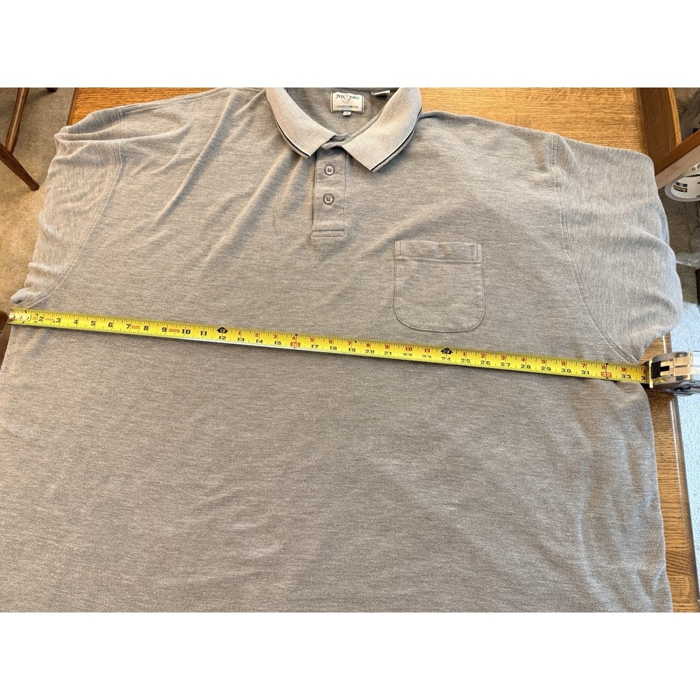 Men's Polo Shirt Foxfire Short Sleeve Gray Textured Collared Big & Tall 6XL - Picture 2 of 4